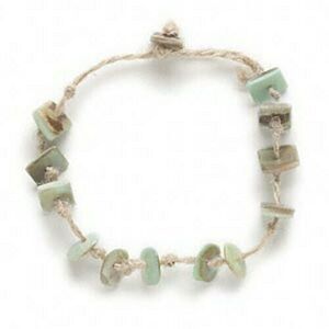 Hand Crafted Philippines Abalone Shell Hemp Cord Knotted Button Clasp Bracelet